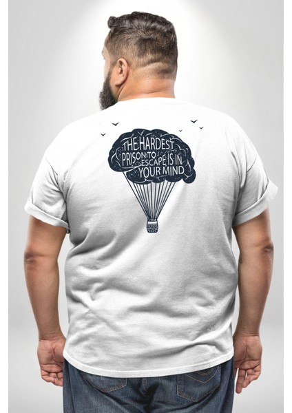 Aklınızdaki En Zor Hapisane Kaçışı Büyük Beden Beyaz Tişört Kadın Erkek Ünisex Sırt Baskılı fırsatları