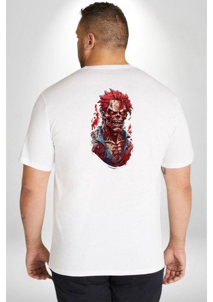 Zombi Beyaz The Walking Dead Büyük Beden Beyaz Tişört Kadın Erkek Ünisex Sırt Baskılı fırsatları