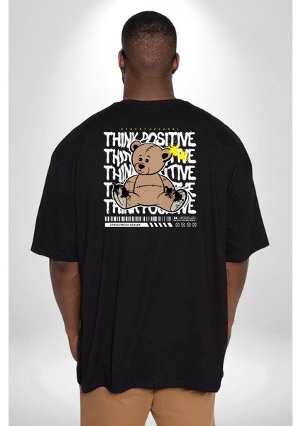 Positive Düşünce Büyük Beden Siyah Tişört Kadın Erkek Ünisex Sırt Baskılı fırsatları