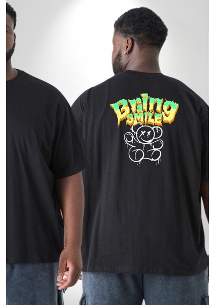 Beyin Gülüşü Büyük Beden Siyah Tişört Kadın Erkek Ünisex Sırt Baskılı fiyatları