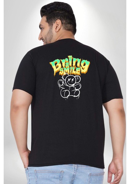 Beyin Gülüşü Büyük Beden Siyah Tişört Kadın Erkek Ünisex Sırt Baskılı fırsatları