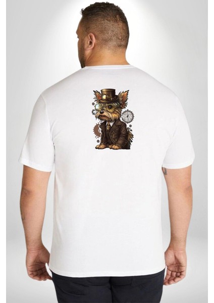 Iş Insanı Yorkshire Zamanda Yolculuk Büyük Beden Beyaz Tişört Kadın Erkek Ünisex Sırt Baskılı fırsatları