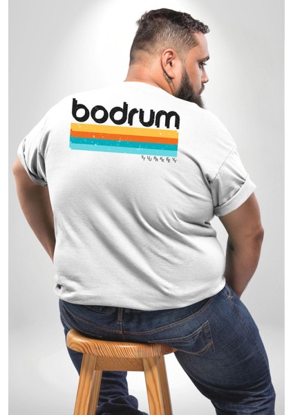 Bodrum Türkiye Büyük Beden Beyaz Tişört Kadın Erkek Ünisex Sırt Baskılı