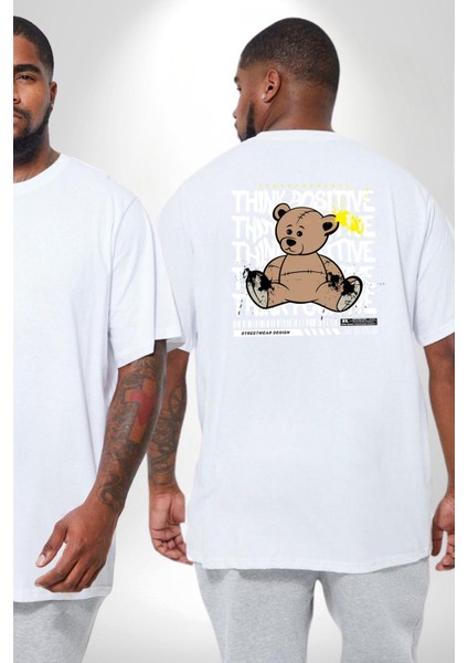 Positive Düşünce Büyük Beden Beyaz Tişört Kadın Erkek Ünisex Sırt Baskılı fiyatları