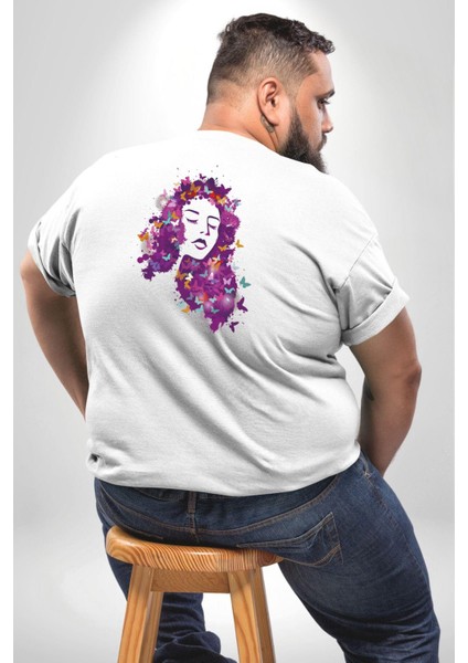 Kelebekler Kanser Günü Ve Kadınlar Günü Büyük Beden Beyaz Tişört Kadın Erkek Ünisex Sırt Baskılı fırsatları