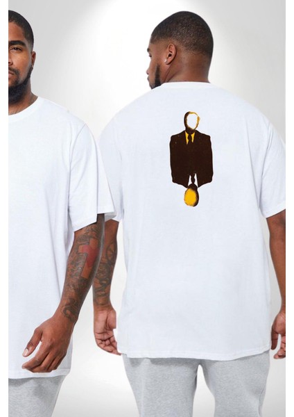 Görünmez Insan Takım Elbise Büyük Beden Beyaz Tişört Kadın Erkek Ünisex Sırt Baskılı fiyatları