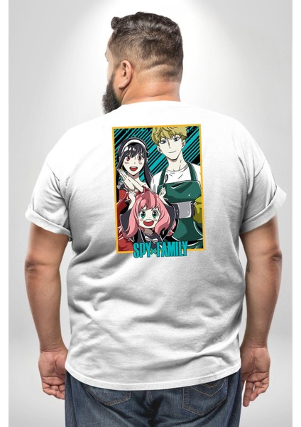 Spy X Family Anime Özel Tasarım Büyük Beden Beyaz Tişört Kadın Erkek Ünisex Sırt Baskılı