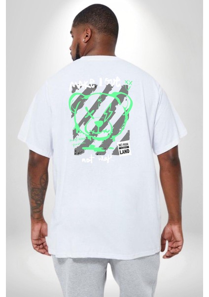 Savaşma Teddy Bear Büyük Beden Beyaz Tişört Kadın Erkek Ünisex Sırt Baskılı