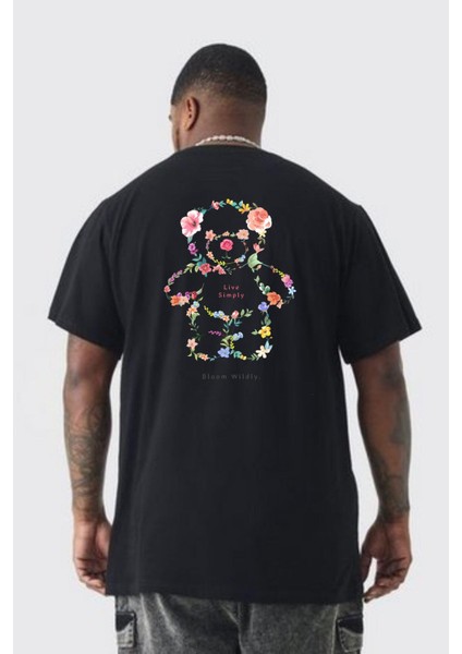 Sadece Yaşamak Büyük Beden Siyah Tişört Kadın Erkek Ünisex Sırt Baskılı