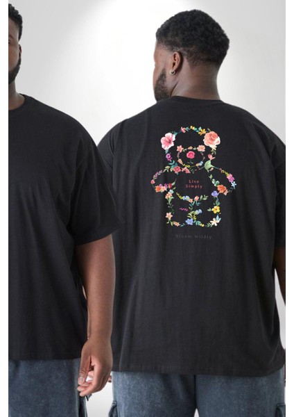 Sadece Yaşamak Büyük Beden Siyah Tişört Kadın Erkek Ünisex Sırt Baskılı fiyatları