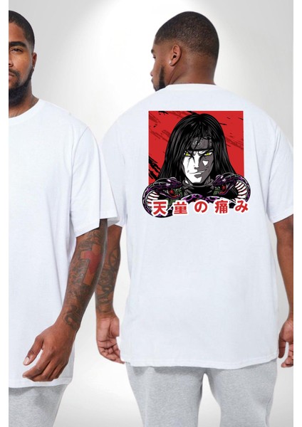 Orochimaru Anime Büyük Beden Beyaz Tişört Kadın Erkek Ünisex Sırt Baskılı fiyatları