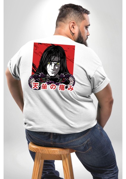 Orochimaru Anime Büyük Beden Beyaz Tişört Kadın Erkek Ünisex Sırt Baskılı fırsatları