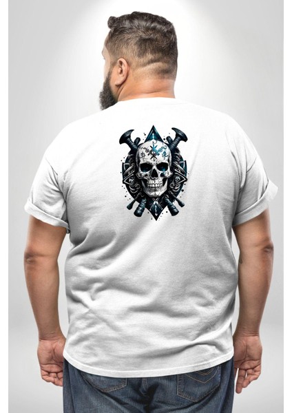 Kuru Kafa Yapay Zeka Tasarım Büyük Beden Beyaz Tişört Kadın Erkek Ünisex Sırt Baskılı fırsatları