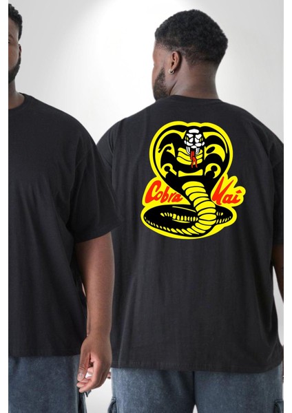 Cobra Kai Karete Çocuk Yılan Logo Dizi Büyük Beden Siyah Tişört Kadın Erkek Ünisex Sırt Baskılı fiyatları