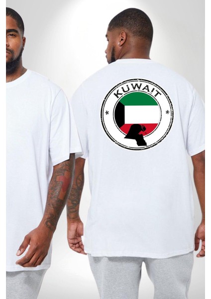 Kuveyt Bayrağı Büyük Beden Beyaz Tişört Kadın Erkek Ünisex Sırt Baskılı fiyatları