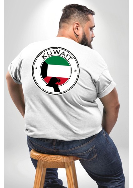Kuveyt Bayrağı Büyük Beden Beyaz Tişört Kadın Erkek Ünisex Sırt Baskılı fırsatları