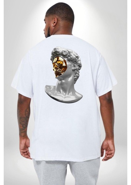Modern Sanat Apollo Büyük Beden Beyaz Tişört Kadın Erkek Ünisex Sırt Baskılı