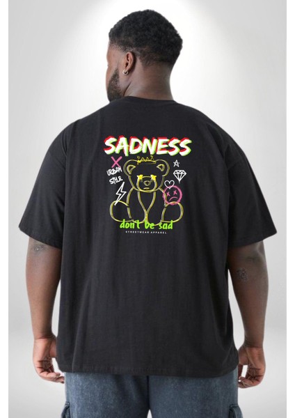 Üzüntü Üzülme Büyük Beden Siyah Tişört Kadın Erkek Ünisex Sırt Baskılı fırsatları