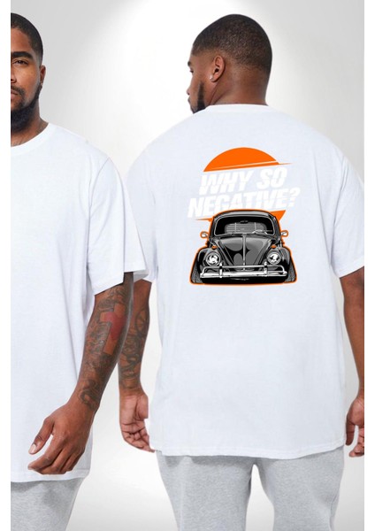 Neden Bu Kadar Negatif Büyük Beden Beyaz Tişört Kadın Erkek Ünisex Sırt Baskılı fiyatları