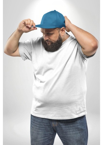 Mavi Kurt Robot Büyük Beden Beyaz Tişört Kadın Erkek Ünisex Sırt Baskılı modelleri