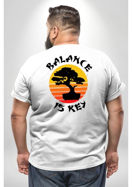 Karete Çocuk Bonsai Büyük Beden Beyaz Tişört Kadın Erkek Ünisex Sırt Baskılı