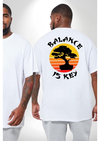 Karete Çocuk Bonsai Büyük Beden Beyaz Tişört Kadın Erkek Ünisex Sırt Baskılı fiyatları