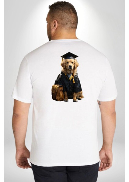 Okula Giden Öğrenci Golden Büyük Beden Beyaz Tişört Kadın Erkek Ünisex Sırt Baskılı fırsatları