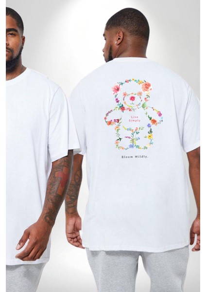 Sadece Yaşamak Büyük Beden Beyaz Tişört Kadın Erkek Ünisex Sırt Baskılı fiyatları