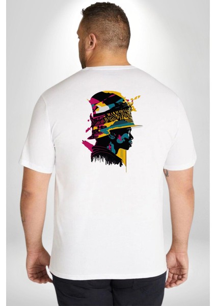 Canlı Afrobeat Füzyon Renkli Siluet Büyük Beden Beyaz Tişört Kadın Erkek Ünisex Sırt Baskılı fırsatları