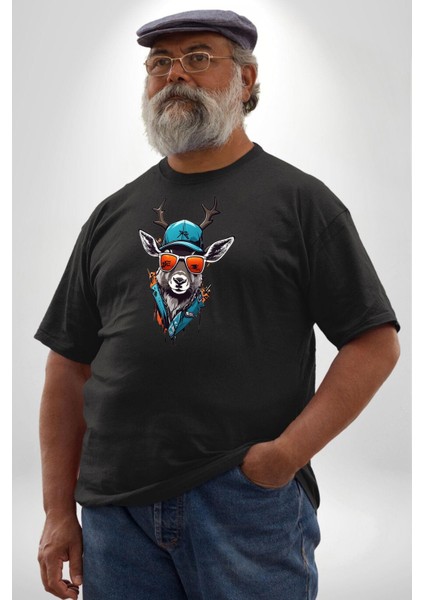 Güneş Gözlüğü Savaşcı Geyik Siyah Büyük Beden Erkek Kadın Unisex Basic Ön Baskılı Tişört modelleri