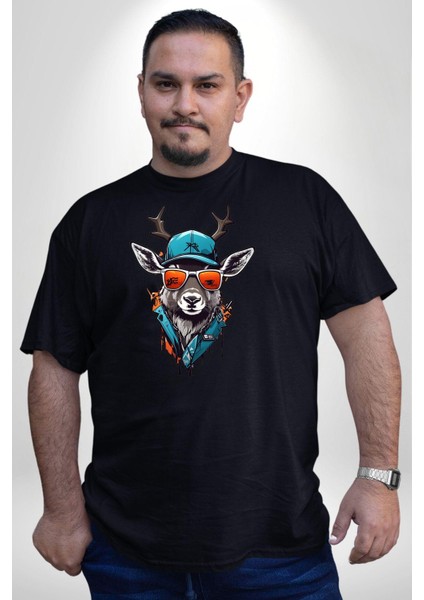 Güneş Gözlüğü Savaşcı Geyik Siyah Büyük Beden Erkek Kadın Unisex Basic Ön Baskılı Tişört fırsatları