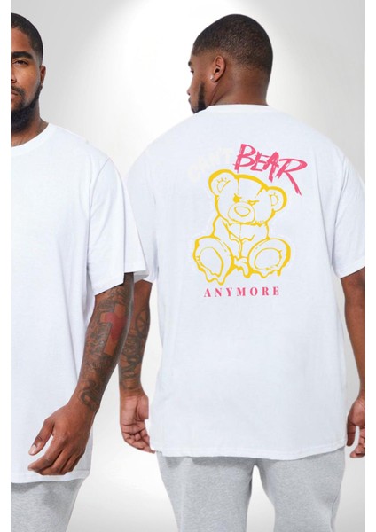 Daha Fazla Dayanamıyorum Teddy Büyük Beden Beyaz Tişört Kadın Erkek Ünisex Sırt Baskılı fiyatları