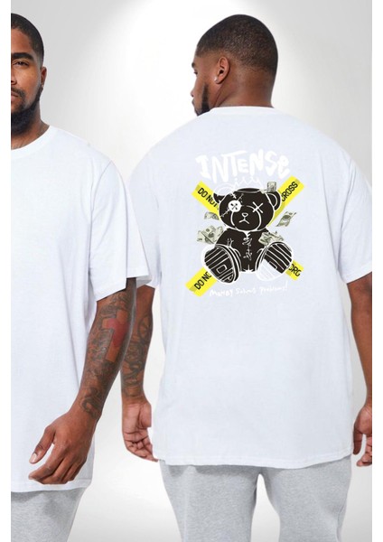 Geçilmez Bölge Büyük Beden Beyaz Tişört Kadın Erkek Ünisex Sırt Baskılı fiyatları