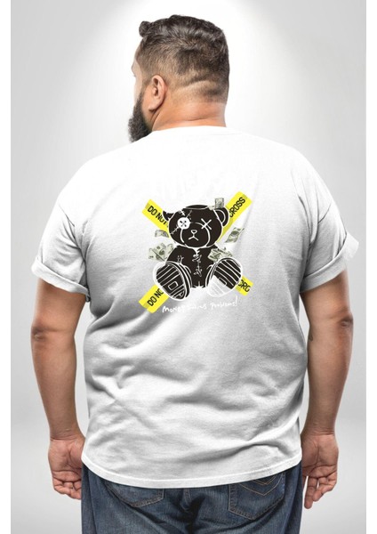 Geçilmez Bölge Büyük Beden Beyaz Tişört Kadın Erkek Ünisex Sırt Baskılı fırsatları