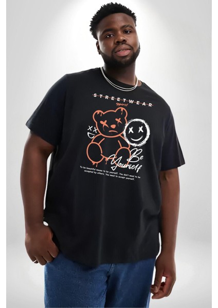 Yükseliş Için Kendin Ol Siyah Büyük Beden Erkek Kadın Unisex Basic Ön Baskılı Tişört