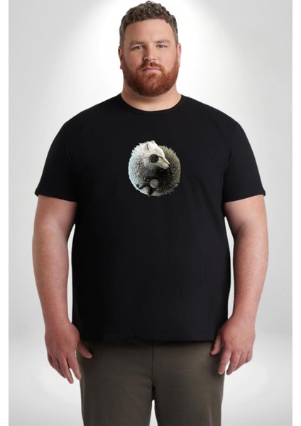 Yin Ile Yang Beyaz Siyah Kurt Siyah Büyük Beden Erkek Kadın Unisex Basic Ön Baskılı Tişört indirimleri