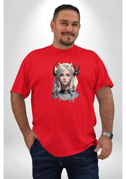 Koç Erkek Kadın Unisex Savaşcı Kırmızı Büyük Beden Erkek Kadın Unisex Basic Ön Baskılı Tişört fırsatları