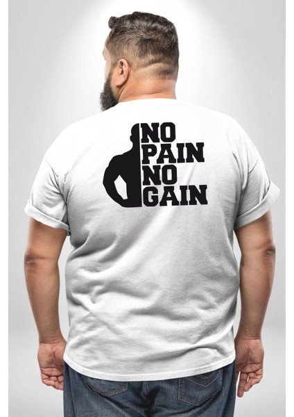 Gym Spor Sever Salon Vucut Geliştirme Emeksiz Olmaz Büyük Beden Beyaz Tişört Kadın Erkek Ünisex Sırt Baskılı