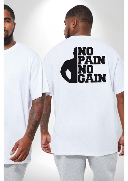 Gym Spor Sever Salon Vucut Geliştirme Emeksiz Olmaz Büyük Beden Beyaz Tişört Kadın Erkek Ünisex Sırt Baskılı fiyatları