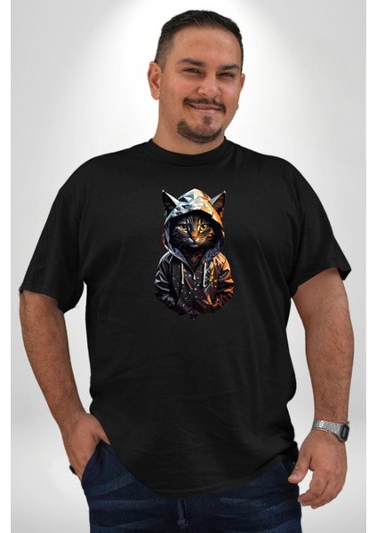Hip Hop Gençlik Kedi Çeket Siyah Büyük Beden Erkek Kadın Unisex Basic Ön Baskılı Tişört indirimleri