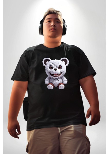 Freddy Korkunç Ayı Siyah Büyük Beden Erkek Kadın Unisex Basic Ön Baskılı Tişört