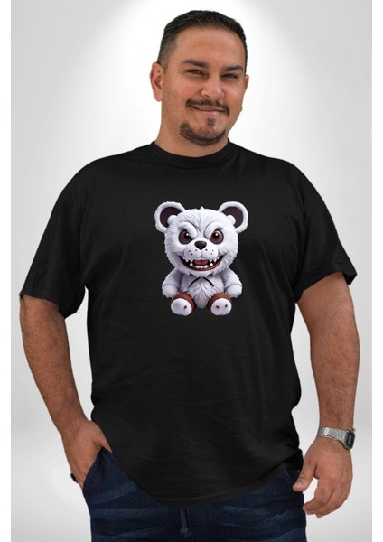Freddy Korkunç Ayı Siyah Büyük Beden Erkek Kadın Unisex Basic Ön Baskılı Tişört modelleri