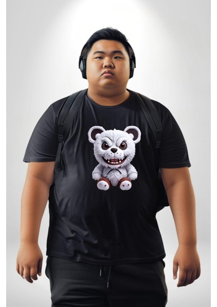 Freddy Korkunç Ayı Siyah Büyük Beden Erkek Kadın Unisex Basic Ön Baskılı Tişört indirimleri