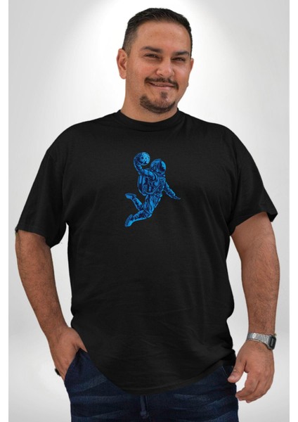 Basketbol Mars Uzay Smaçı Siyah Büyük Beden Erkek Kadın Unisex Basic Ön Baskılı Tişört fiyatları