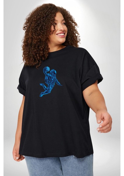 Basketbol Mars Uzay Smaçı Siyah Büyük Beden Erkek Kadın Unisex Basic Ön Baskılı Tişört indirimleri