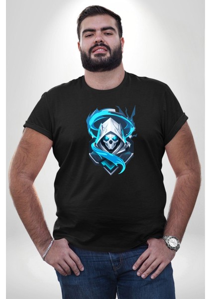 Buzların Efendisi Kurukafa Siyah Büyük Beden Erkek Kadın Unisex Basic Ön Baskılı Tişört modelleri