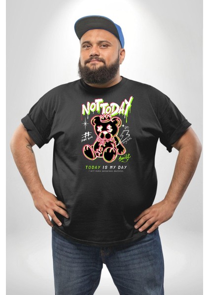 Bugün Değil Siyah Büyük Beden Erkek Kadın Unisex Basic Ön Baskılı Tişört fiyatları