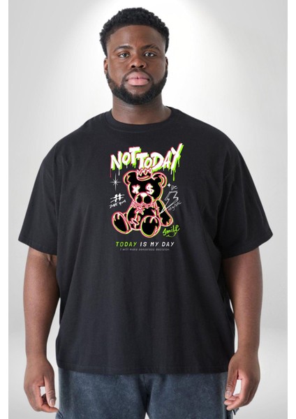 Bugün Değil Siyah Büyük Beden Erkek Kadın Unisex Basic Ön Baskılı Tişört indirimleri