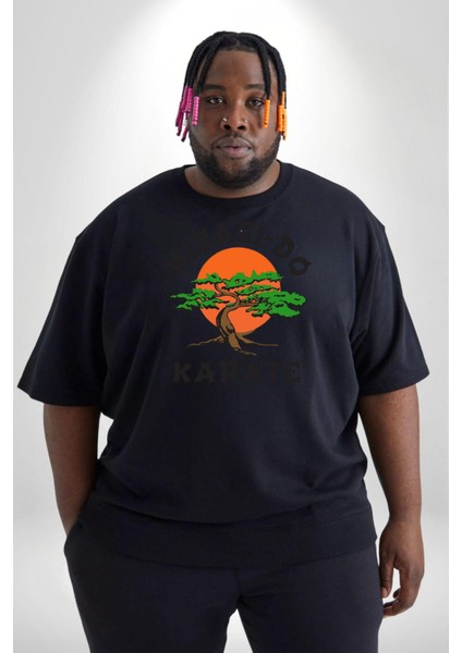 Miyagi-Do Karete Çocuk Logo Dizi Bonzai Ağaç Siyah Büyük Beden Erkek Kadın Unisex Basic Ön Baskılı Tişört modelleri