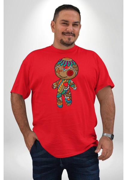 Voofoo Bebeği Doll Doldurulmuş Bebek Kırmızı Büyük Beden Erkek Kadın Unisex Basic Ön Baskılı Tişört